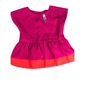 Cherokee Hot Pink & Orange Girl's Cap Sleeve Ruffled Blouse Top Size 24  months…